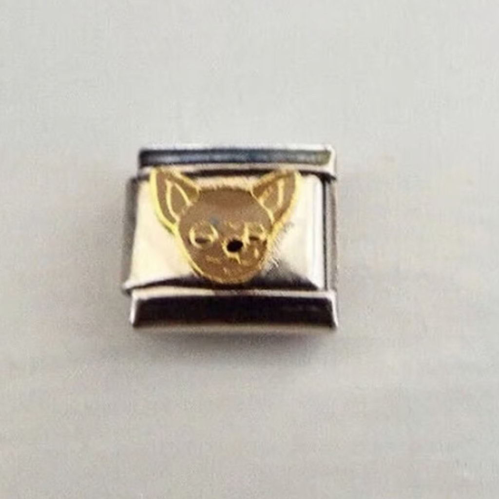 Little Enamel Chihuahua Face 9mm Stainless Steel Italian Bracelet Charm Link New